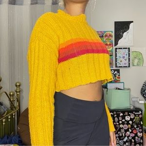 Orange striped cropped sweater